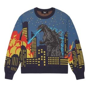 Teddy Fresh x Godzilla Knit Sweater - Blue and Yellow